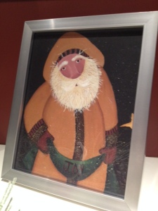 Santa that I painted...I like him even if he looks depressed.  Joy is not his name. 